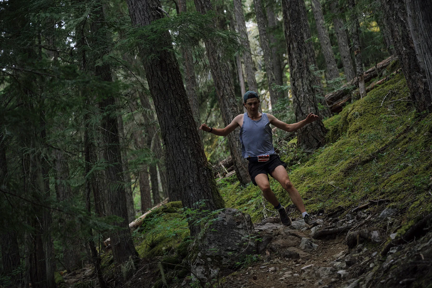 Trail runner on the Run Comfy Numb course, Whistler